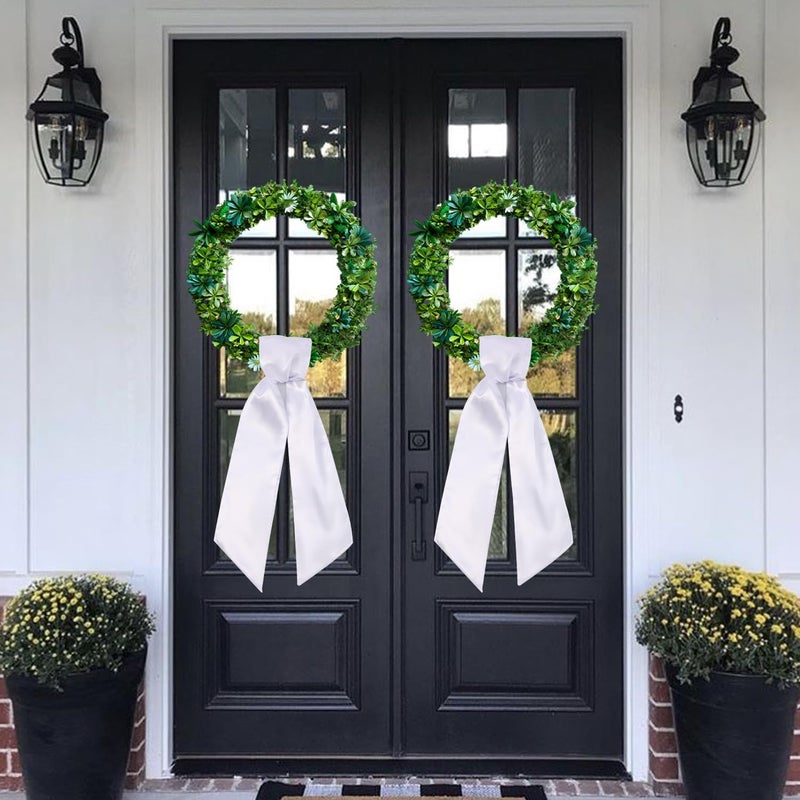 Fucibt 6 Pack Wreath Sash for Front Door, Blank White Sash for Monogram Embroidery, Front Door Porch Decor, Wreath Accessories, 5'' W x 54'' L (6) - Image 3